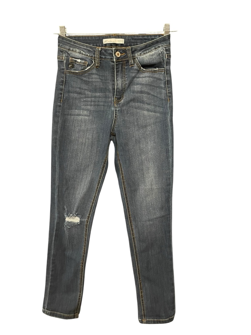 KanCan Dark Blue Skinny Jeans with Knee Rip - Picture 2 of 5